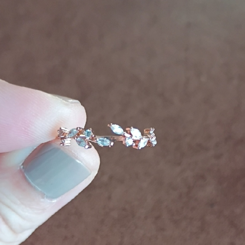 Rose Gold Open Adjustable Leaf Ring - image 5
